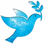 blaue Taube mit Zweig im Mund - Banner für Aktionstag