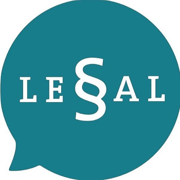 Logo von Legal statt Egal: Blaue Sprechblase mit weißer Schrift die Legal formt. Das G ist ein Paragraphenzeichen.