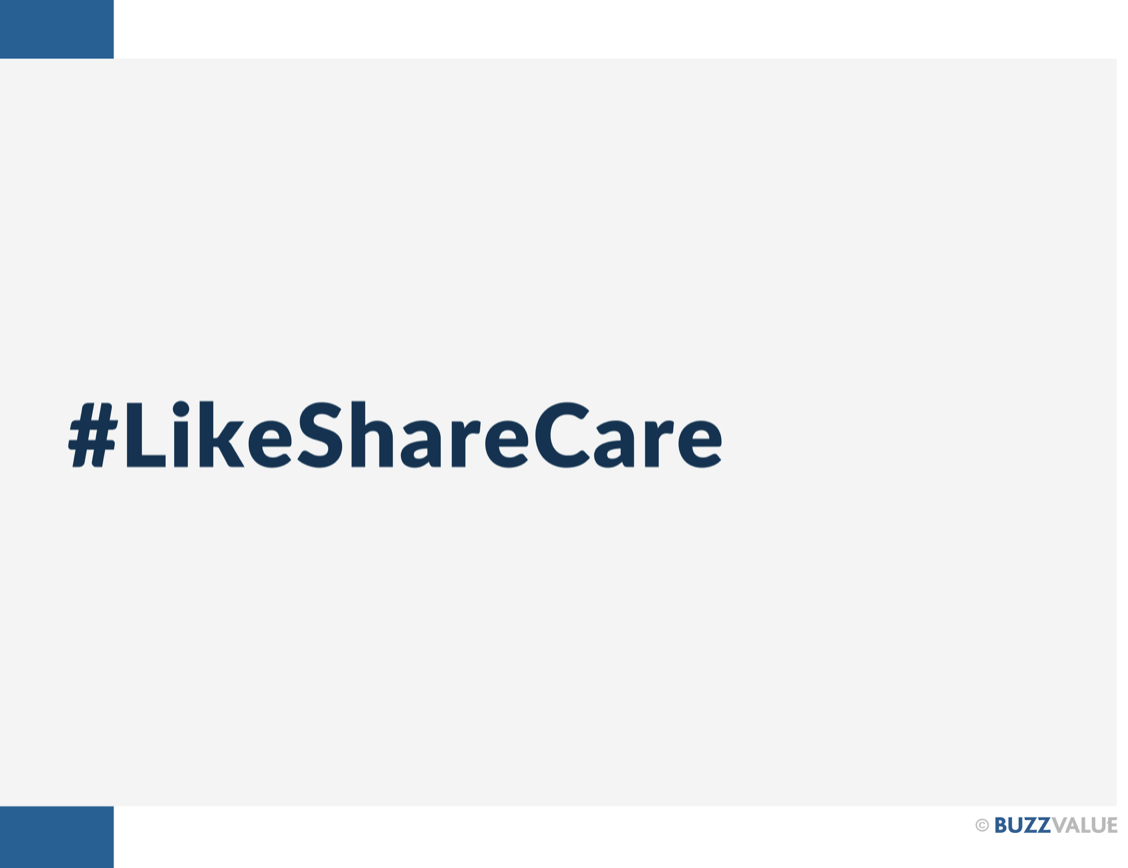 Der Schriftzug "#Like Share Care"